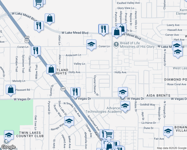 map of restaurants, bars, coffee shops, grocery stores, and more near 2928 Windstorm Avenue in Las Vegas