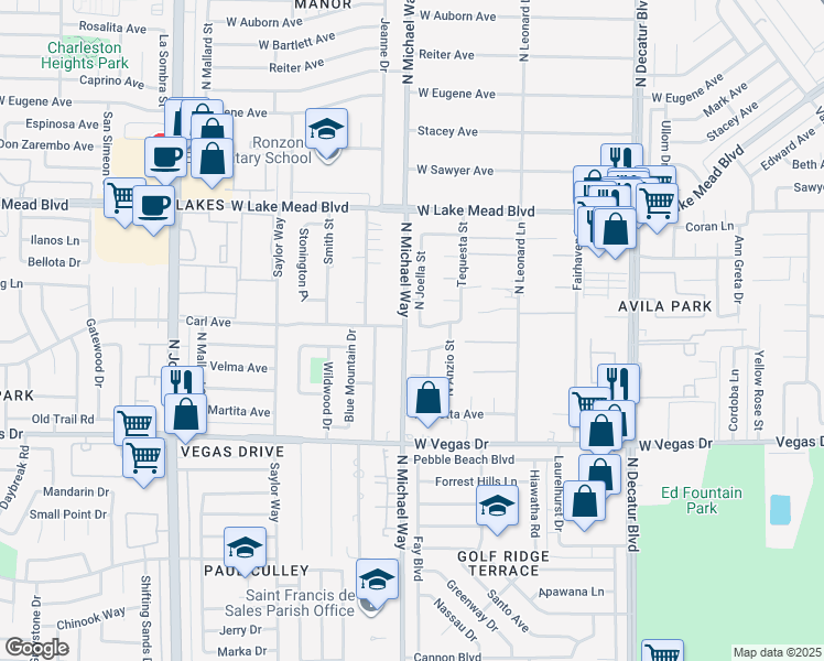 map of restaurants, bars, coffee shops, grocery stores, and more near 5329 Gaborone Avenue in Las Vegas
