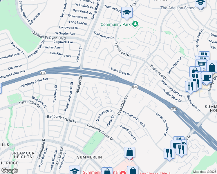 map of restaurants, bars, coffee shops, grocery stores, and more near 10225 King Henry Avenue in Las Vegas
