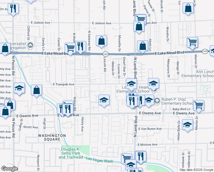 map of restaurants, bars, coffee shops, grocery stores, and more near 4120 Wheatleigh Court in Las Vegas