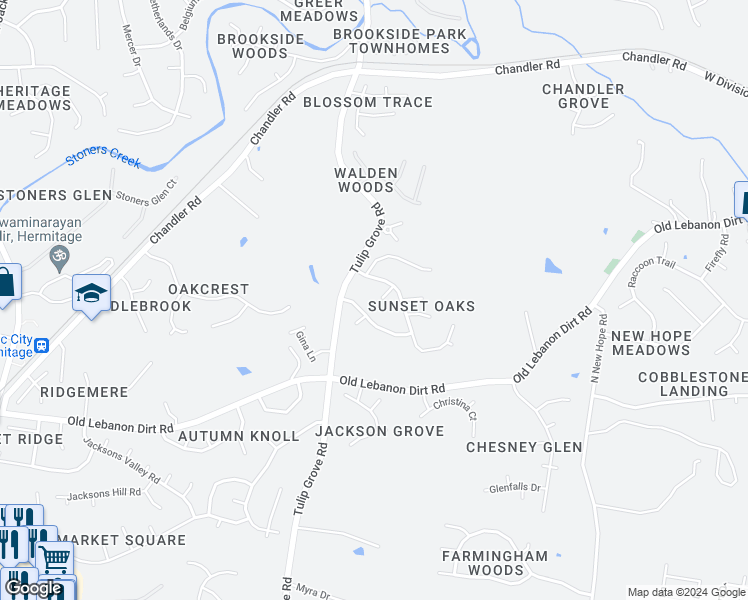 map of restaurants, bars, coffee shops, grocery stores, and more near 312 Overridge Cove in Nashville