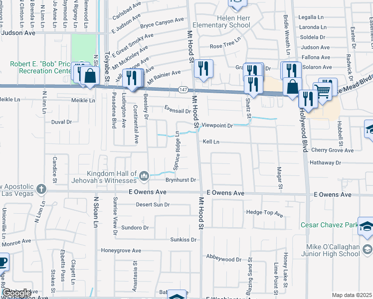map of restaurants, bars, coffee shops, grocery stores, and more near 6255 Adenmoor Court in Las Vegas