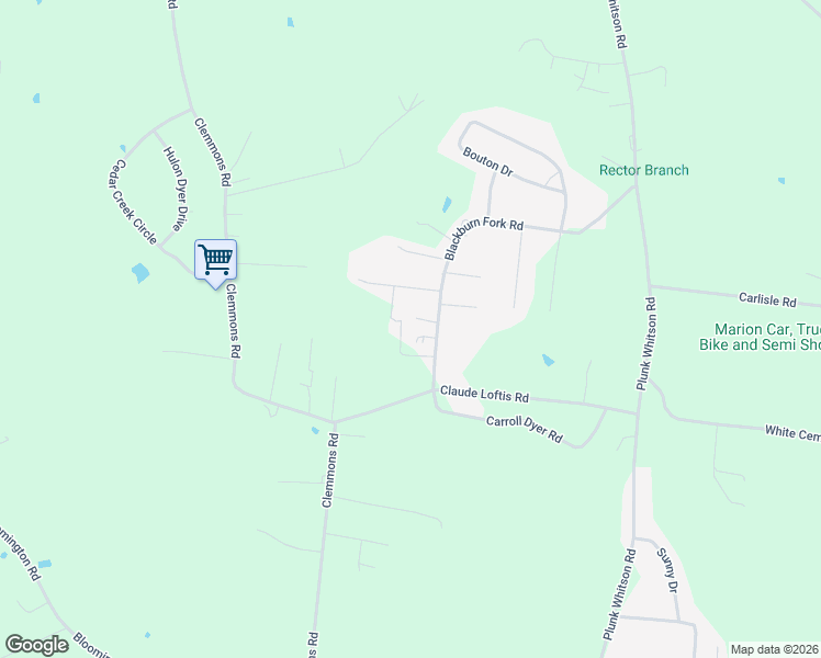 map of restaurants, bars, coffee shops, grocery stores, and more near 1320 Blackburn Fork Road in Cookeville