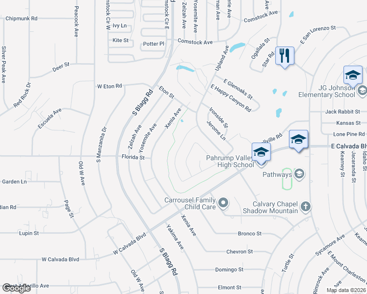 map of restaurants, bars, coffee shops, grocery stores, and more near 1891 Waterhole Canyon Avenue in Pahrump
