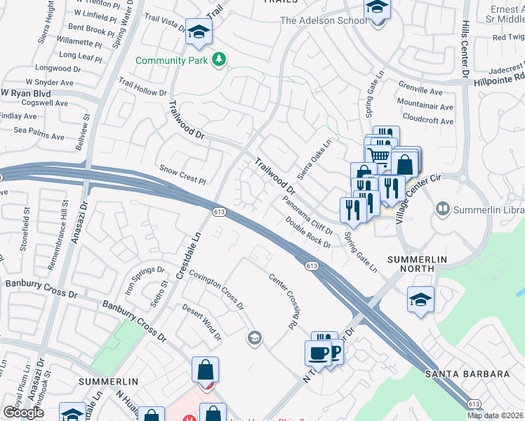 map of restaurants, bars, coffee shops, grocery stores, and more near 9853 Double Rock Drive in Las Vegas