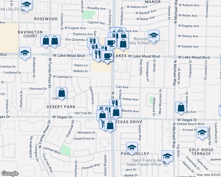 map of restaurants, bars, coffee shops, grocery stores, and more near 1846 North Jones Boulevard in Las Vegas