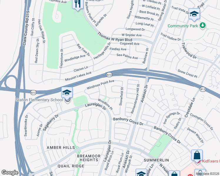 map of restaurants, bars, coffee shops, grocery stores, and more near 1813 Oak Moss in Las Vegas