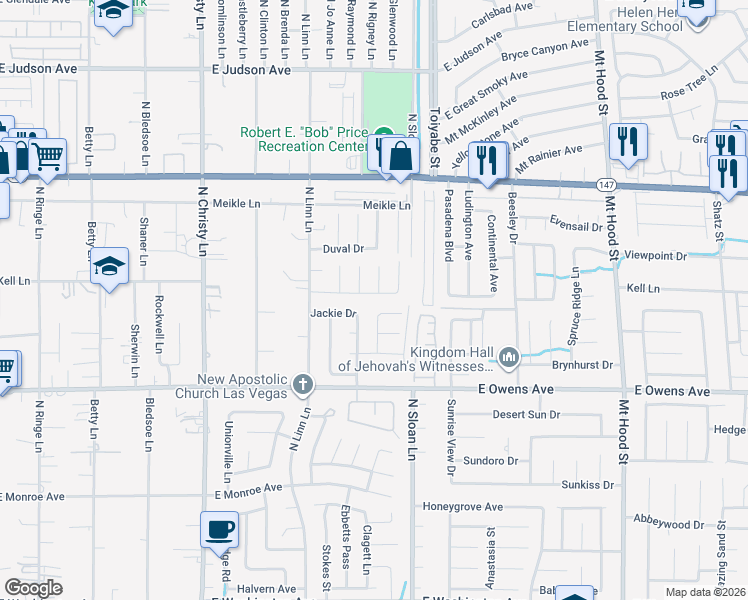 map of restaurants, bars, coffee shops, grocery stores, and more near 5855 Deer Valley Drive in Las Vegas