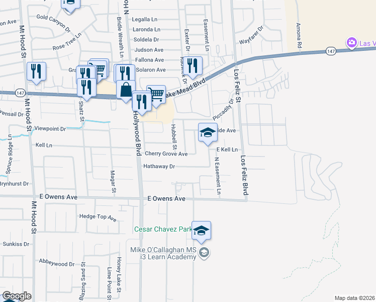 map of restaurants, bars, coffee shops, grocery stores, and more near 6918 Cherry Grove Ave in Las Vegas