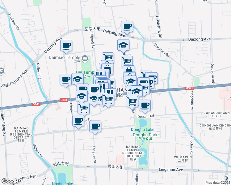 map of restaurants, bars, coffee shops, grocery stores, and more near in Tai An Shi