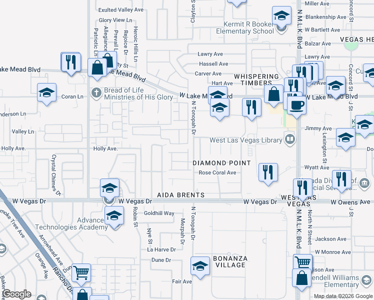 map of restaurants, bars, coffee shops, grocery stores, and more near 2100 Port Avenue in Las Vegas