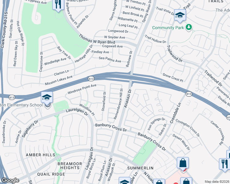 map of restaurants, bars, coffee shops, grocery stores, and more near 10516 Jeremy Pointe Avenue in Las Vegas