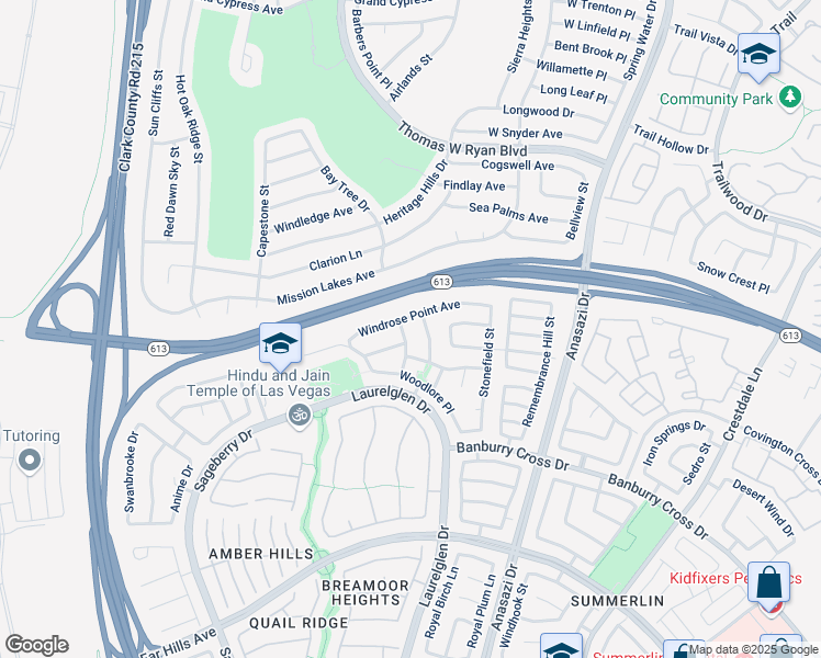 map of restaurants, bars, coffee shops, grocery stores, and more near 1808 Monterey Cypress Street in Las Vegas