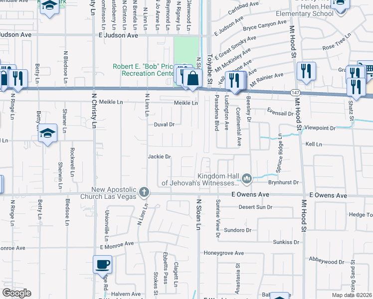 map of restaurants, bars, coffee shops, grocery stores, and more near 5855 Deer Valley Drive in Las Vegas