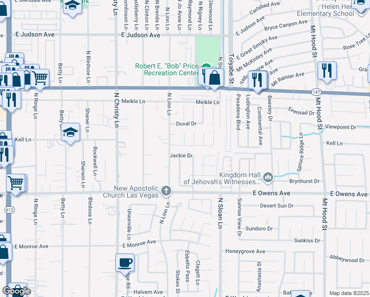 map of restaurants, bars, coffee shops, grocery stores, and more near 5771 Deer Valley Drive in Las Vegas