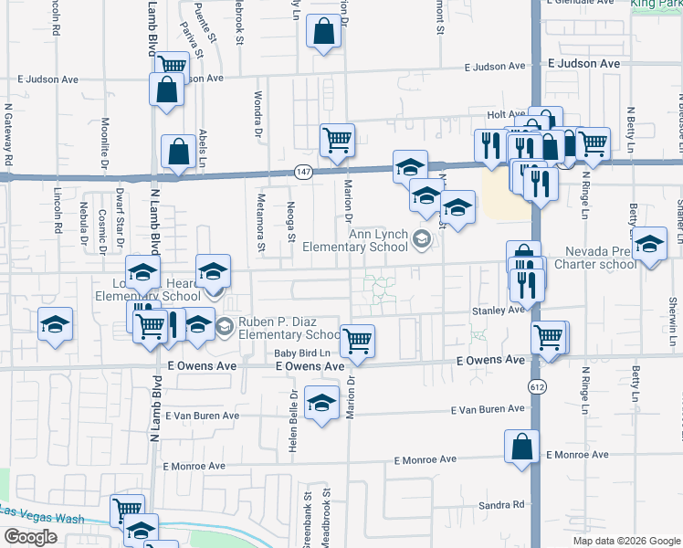 map of restaurants, bars, coffee shops, grocery stores, and more near 4690 Solar Eclipse Drive in Las Vegas