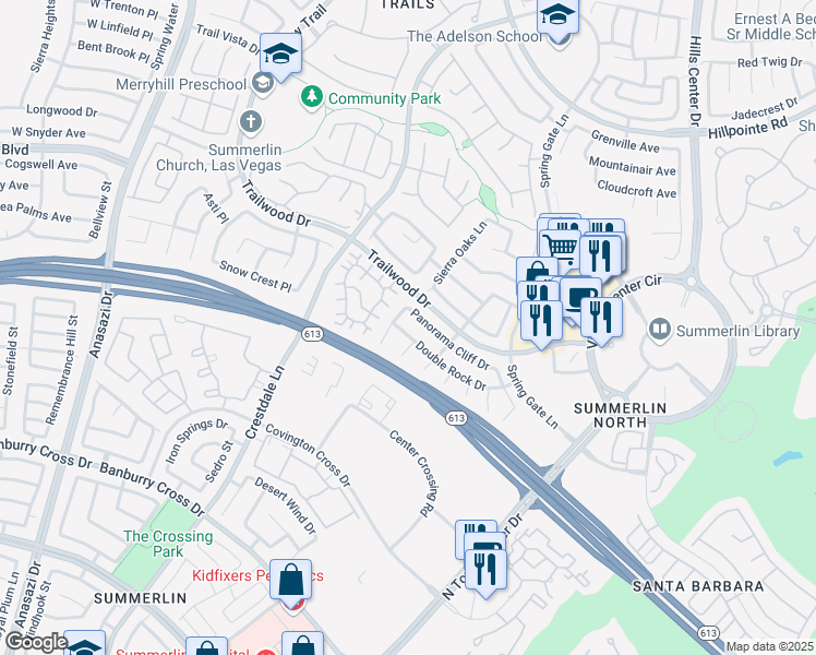 map of restaurants, bars, coffee shops, grocery stores, and more near 9840 Double Rock Drive in Las Vegas