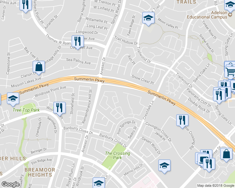 map of restaurants, bars, coffee shops, grocery stores, and more near 1728 Pacific Castle Place in Las Vegas