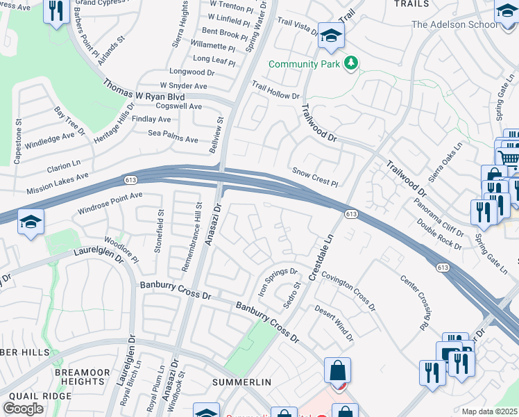 map of restaurants, bars, coffee shops, grocery stores, and more near 1728 Pacific Castle Place in Las Vegas