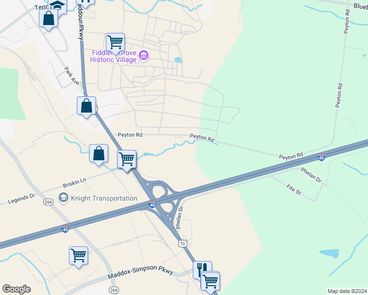map of restaurants, bars, coffee shops, grocery stores, and more near 360 Peyton Road in Lebanon