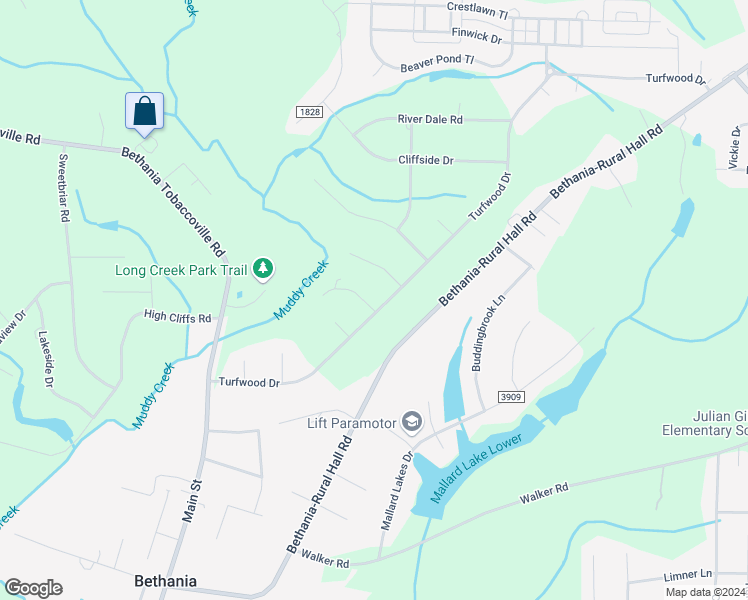 map of restaurants, bars, coffee shops, grocery stores, and more near 1729 Turfwood Drive in Pfafftown
