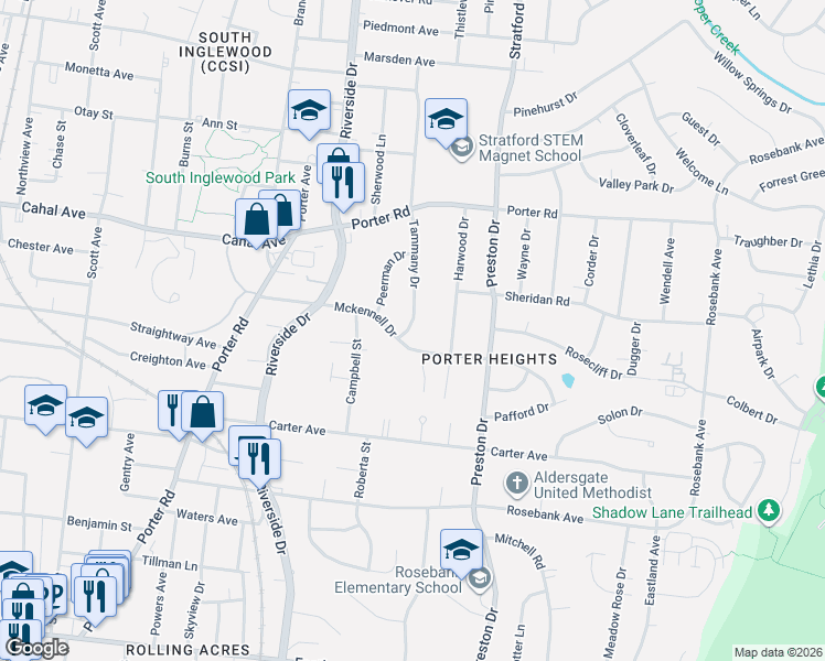 map of restaurants, bars, coffee shops, grocery stores, and more near 1528 Tammany Drive in Nashville