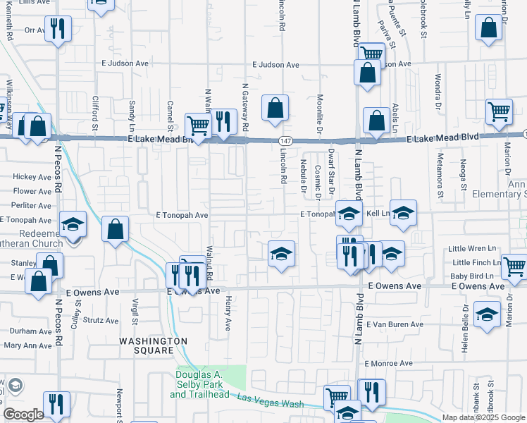 map of restaurants, bars, coffee shops, grocery stores, and more near 4054 East Tonopah Avenue in Las Vegas