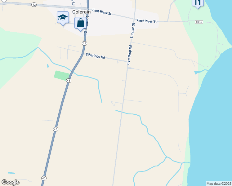 map of restaurants, bars, coffee shops, grocery stores, and more near 152 Dew Drop Road in Colerain