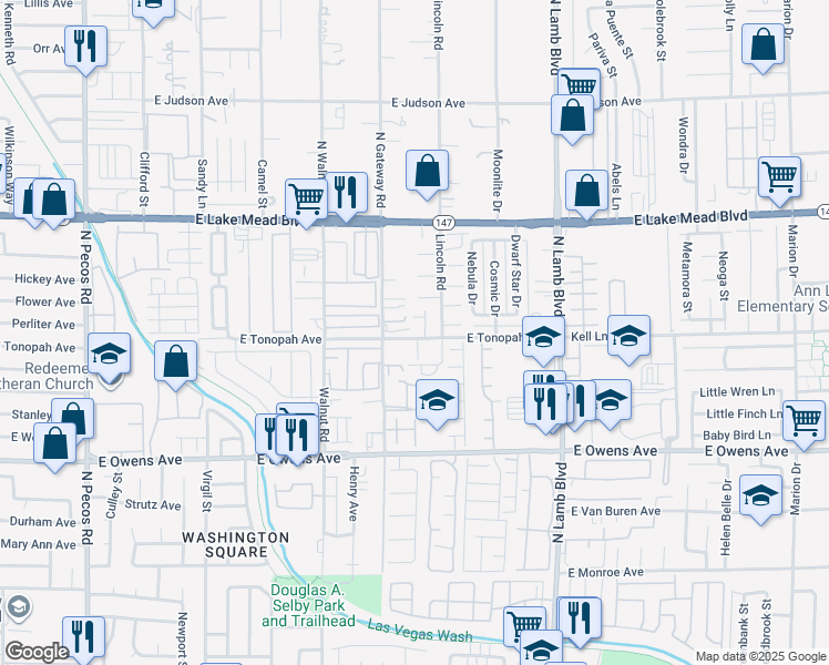 map of restaurants, bars, coffee shops, grocery stores, and more near 4054 East Tonopah Avenue in Las Vegas
