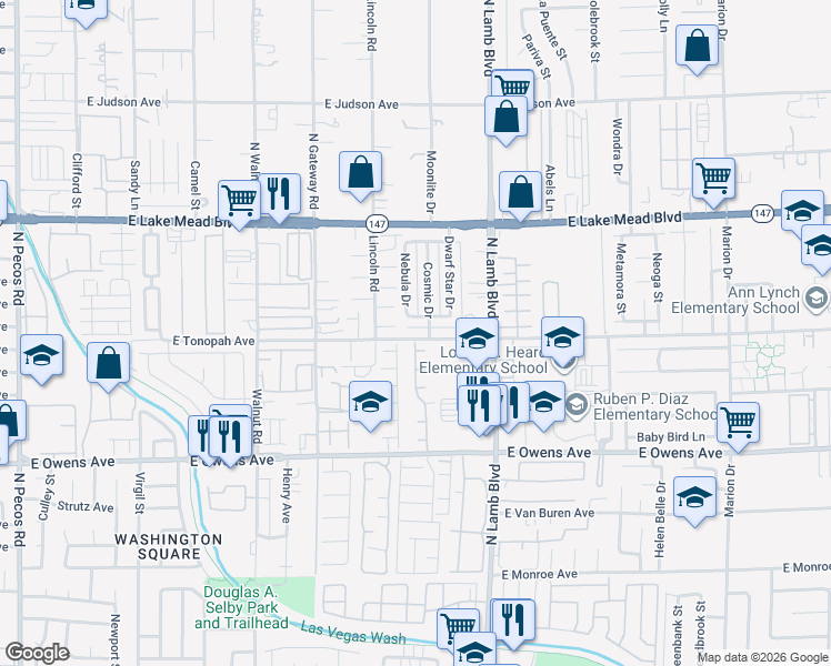 map of restaurants, bars, coffee shops, grocery stores, and more near 4170 East Tonopah Avenue in Las Vegas
