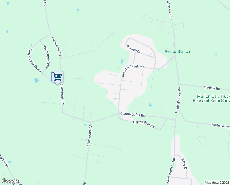 map of restaurants, bars, coffee shops, grocery stores, and more near 1320 Blackburn Fork Road in Cookeville