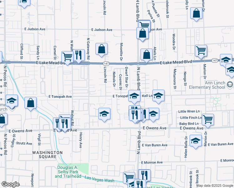 map of restaurants, bars, coffee shops, grocery stores, and more near 4170 East Tonopah Avenue in Las Vegas