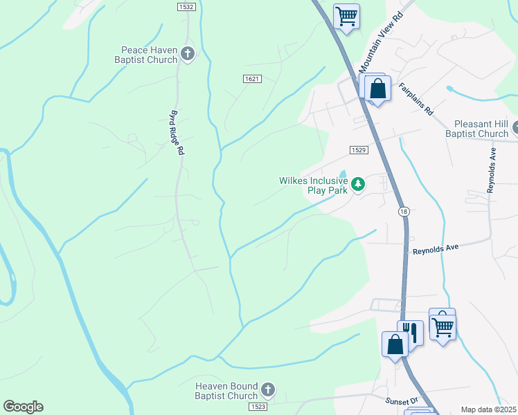 map of restaurants, bars, coffee shops, grocery stores, and more near 525 Thomas Street in North Wilkesboro