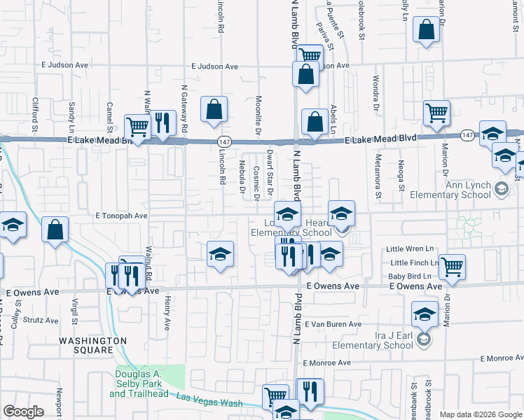 map of restaurants, bars, coffee shops, grocery stores, and more near 4200 East Tonopah Avenue in Las Vegas