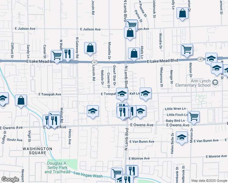 map of restaurants, bars, coffee shops, grocery stores, and more near 4230 East Tonopah Avenue in Las Vegas