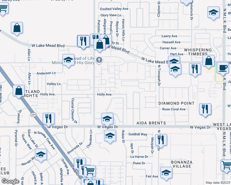 map of restaurants, bars, coffee shops, grocery stores, and more near 2512 Ellingson Drive in Las Vegas