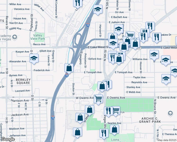 map of restaurants, bars, coffee shops, grocery stores, and more near 108 East Tonopah Avenue in North Las Vegas