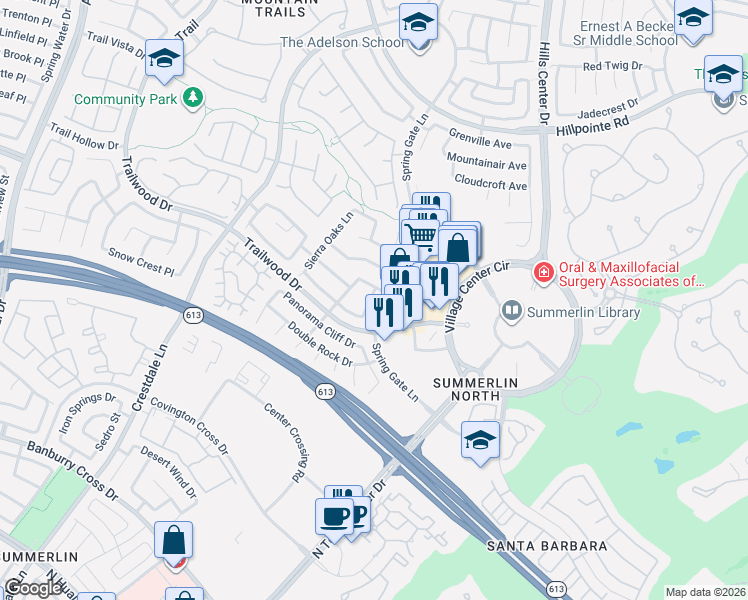 map of restaurants, bars, coffee shops, grocery stores, and more near 1824 Cedar Flat Lane in Las Vegas