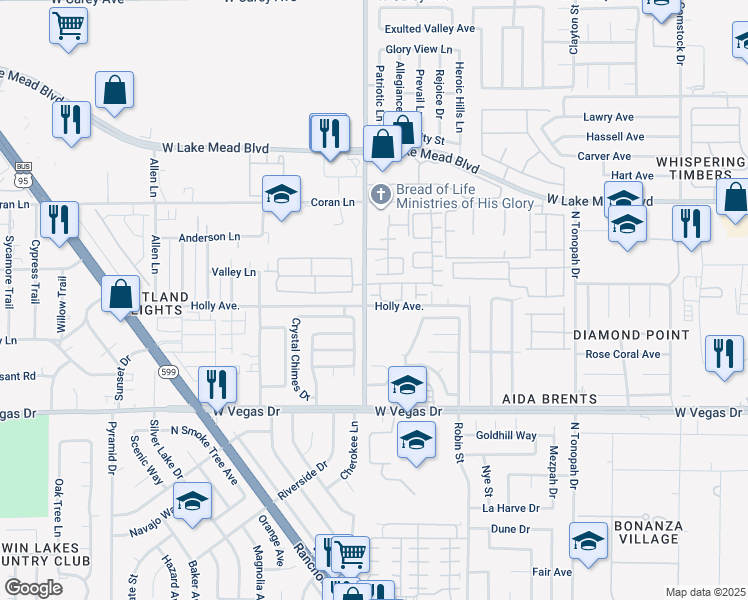 map of restaurants, bars, coffee shops, grocery stores, and more near 2633 Sierra Seco Avenue in Las Vegas