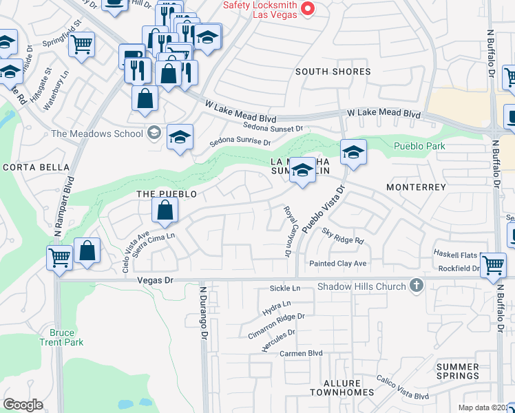 map of restaurants, bars, coffee shops, grocery stores, and more near 1732 Double Arch Court in Las Vegas