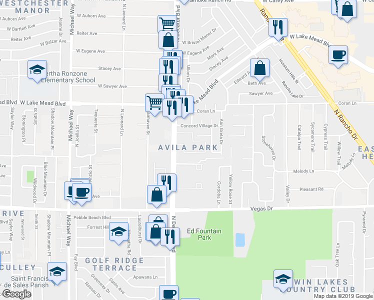 map of restaurants, bars, coffee shops, grocery stores, and more near 1820 North Decatur Boulevard in Las Vegas