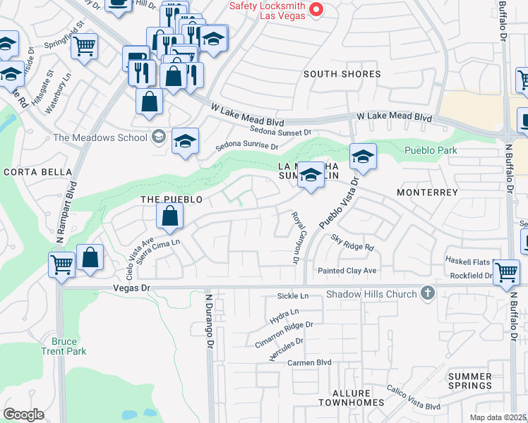 map of restaurants, bars, coffee shops, grocery stores, and more near 1732 Double Arch Court in Las Vegas