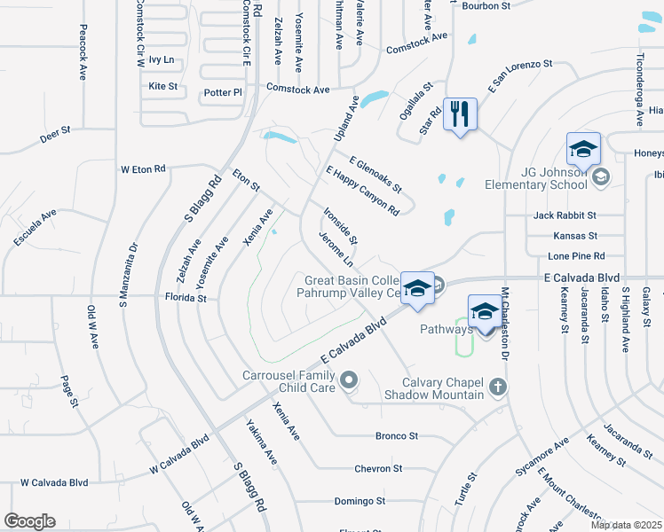 map of restaurants, bars, coffee shops, grocery stores, and more near 1861 Upland Avenue in Pahrump
