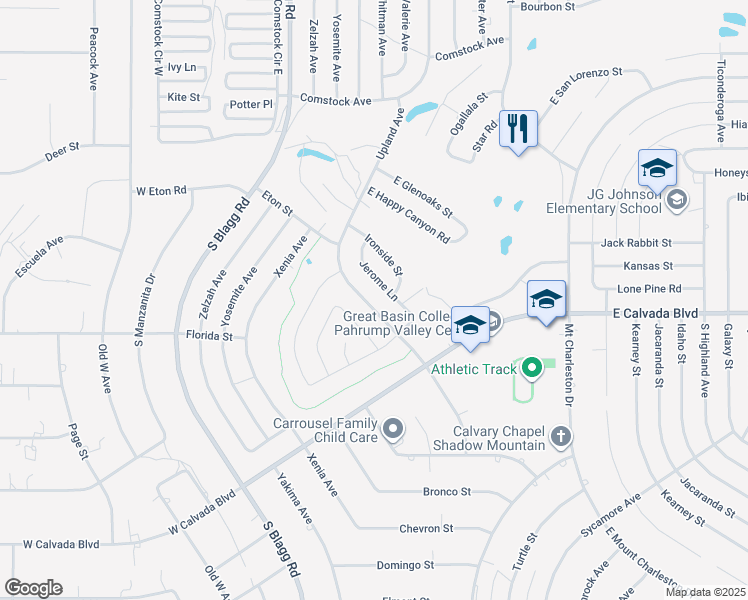 map of restaurants, bars, coffee shops, grocery stores, and more near 1861 Upland Avenue in Pahrump