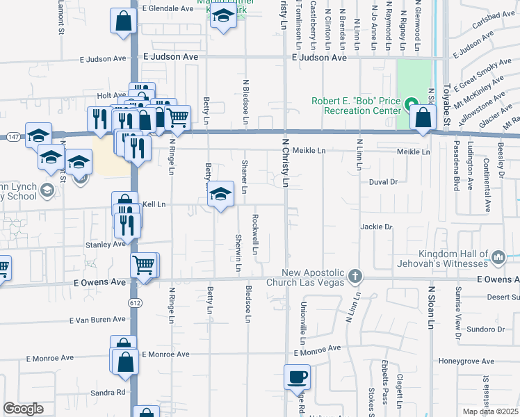 map of restaurants, bars, coffee shops, grocery stores, and more near 1766 Rockwell Lane in Las Vegas