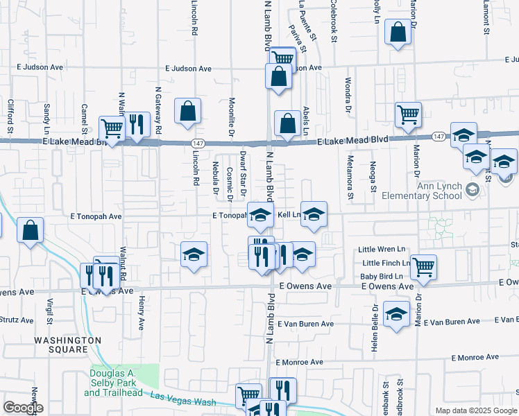 map of restaurants, bars, coffee shops, grocery stores, and more near 4307 Pittsfield Street in Las Vegas