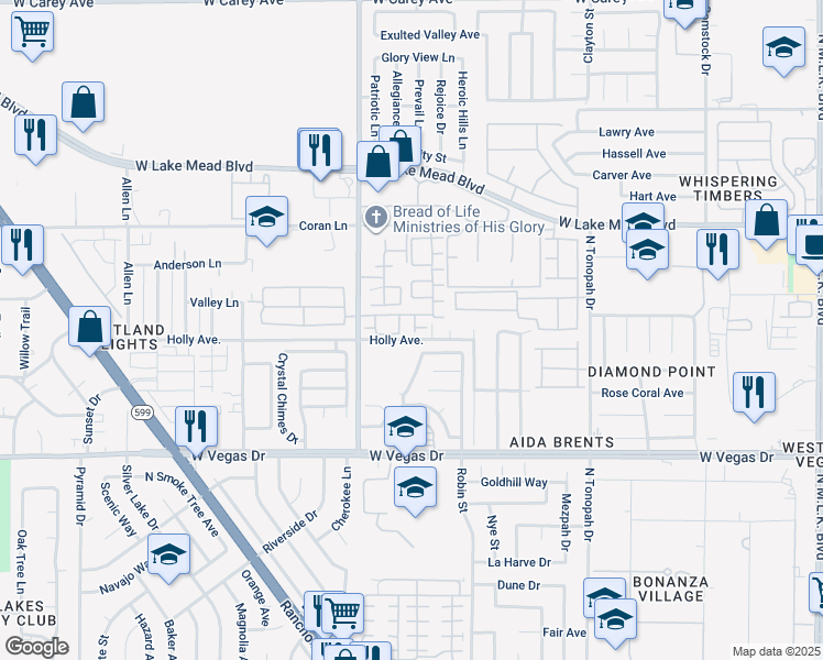 map of restaurants, bars, coffee shops, grocery stores, and more near 1925 Hodgenville Street in Las Vegas