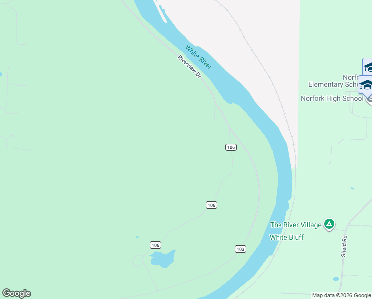 map of restaurants, bars, coffee shops, grocery stores, and more near 85 Co Road 106 in Norfork