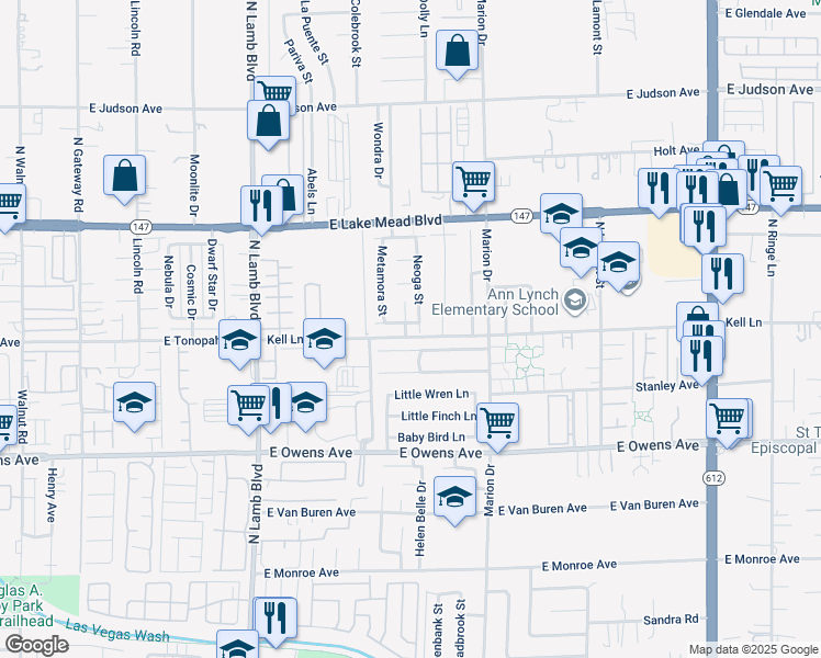 map of restaurants, bars, coffee shops, grocery stores, and more near 4563 Cotton Quail Avenue in Las Vegas