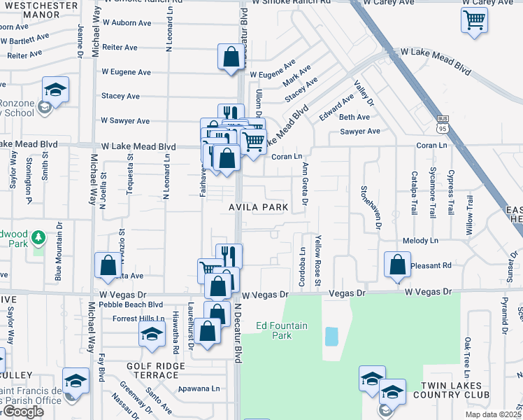 map of restaurants, bars, coffee shops, grocery stores, and more near 1824 North Decatur Boulevard in Las Vegas